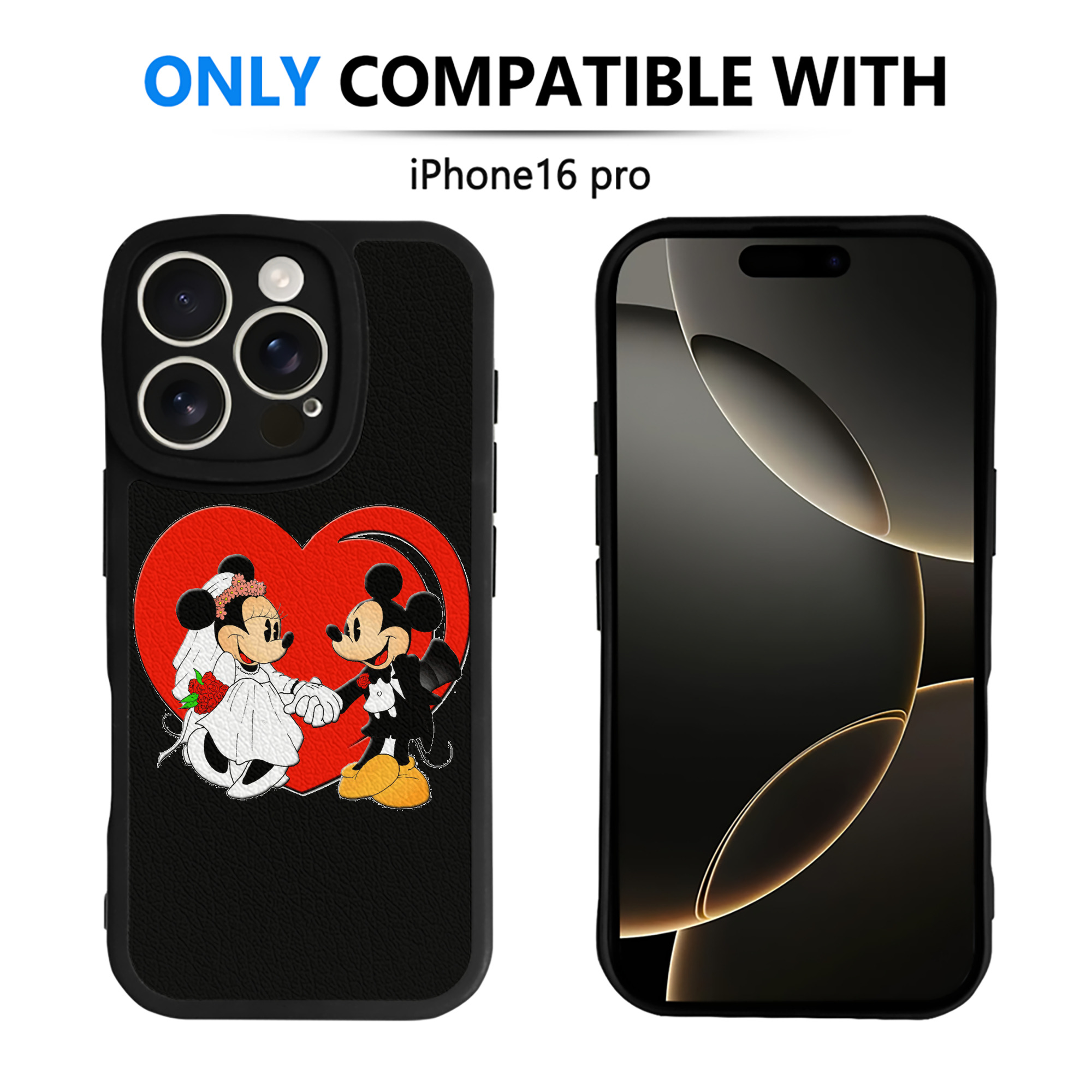（画像用） ミッキーマウス Mickey Mouse 【iPhone 16シリーズ対応】シリコンスマホケース（レザー調） 材質：シリコン